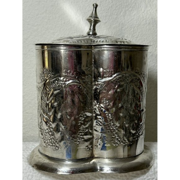 Heart Shaped Repousse Tea Caddy/trinket Box With Finial Epns Made In India Vtg - Picture 6 of 12